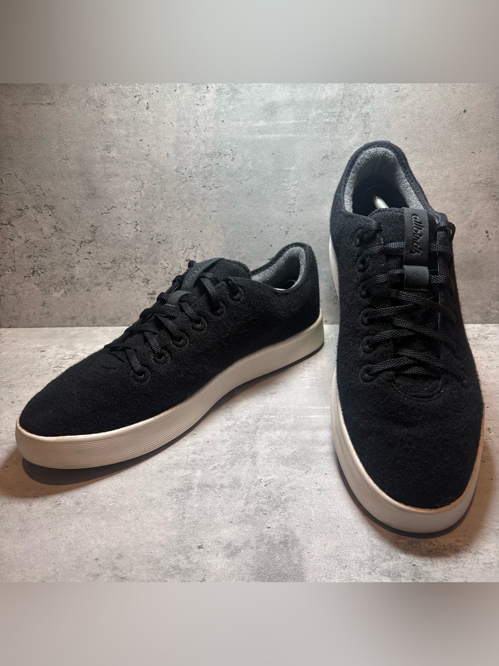 Allbirds Wool Cruiser Men's Size 14 Low Top Lace-Up Sneakers Black White WORN 2x